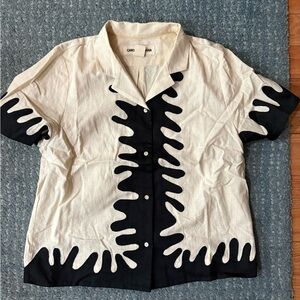 Black and Cream Button-Up Shirt